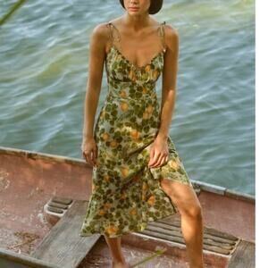 Reformation Embry Midi Dress Orange Grove Print